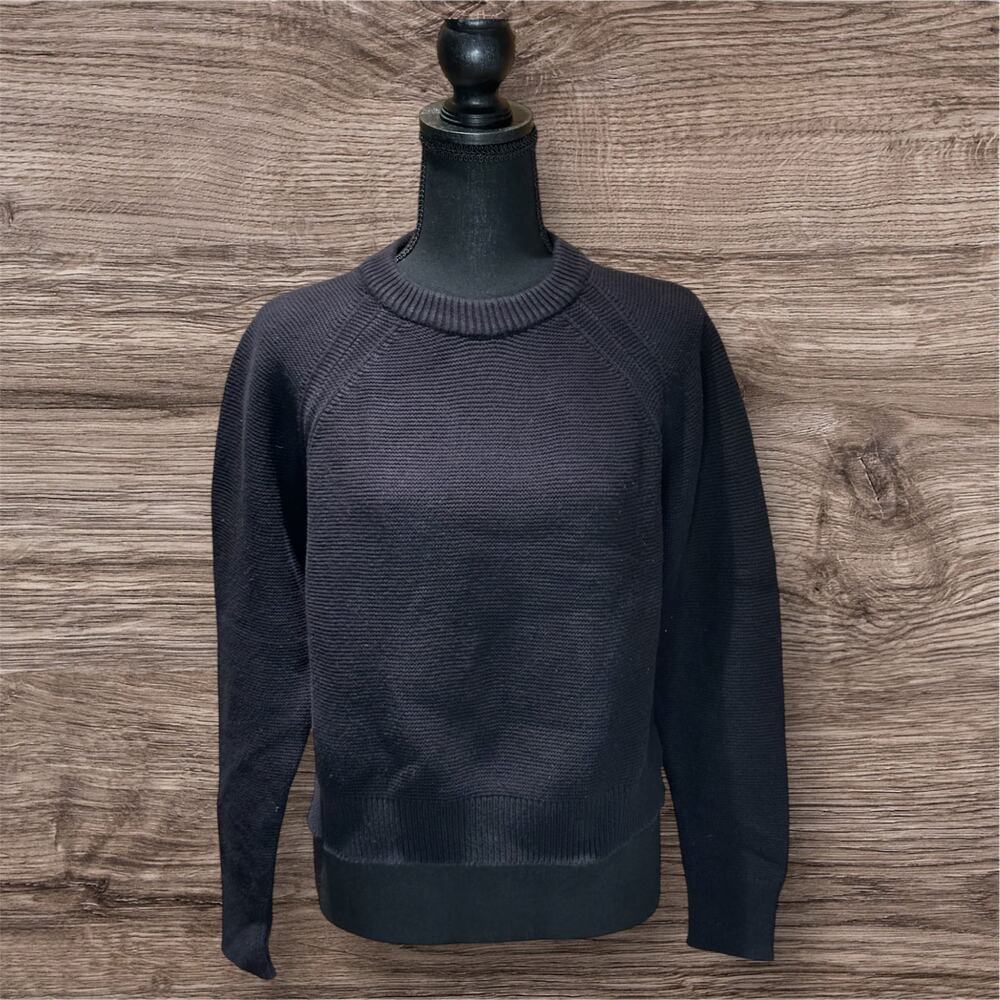 French Connection LS Cropped Black Pullover Cotton Sweater, Size L, EUC